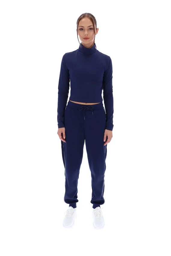Navy Heidi Cropped Roll Neck Top