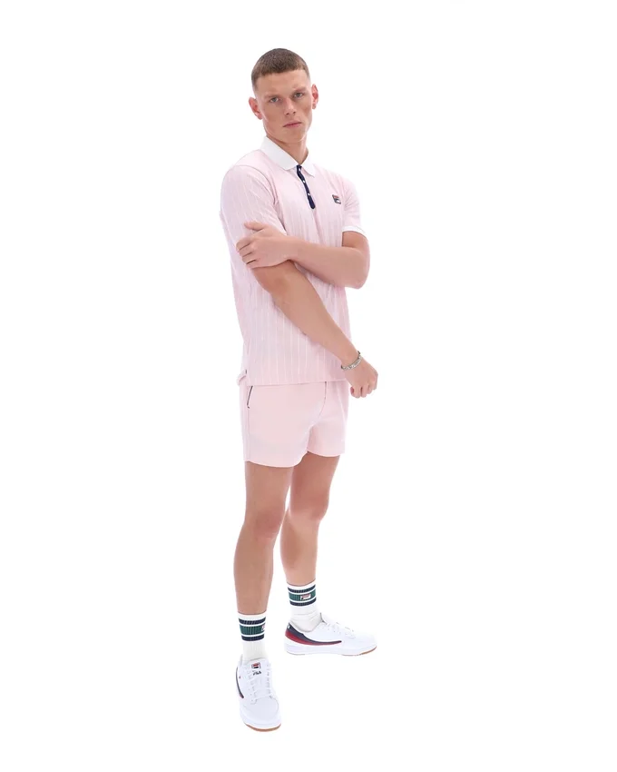 Pale Pink BB1 Classic Vintage Striped Polo