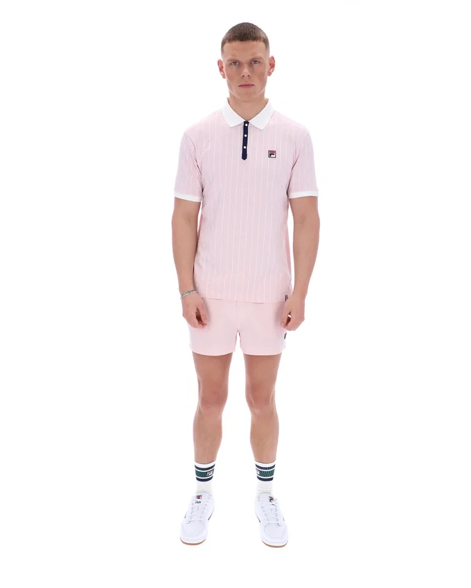 Pale Pink BB1 Classic Vintage Striped Polo