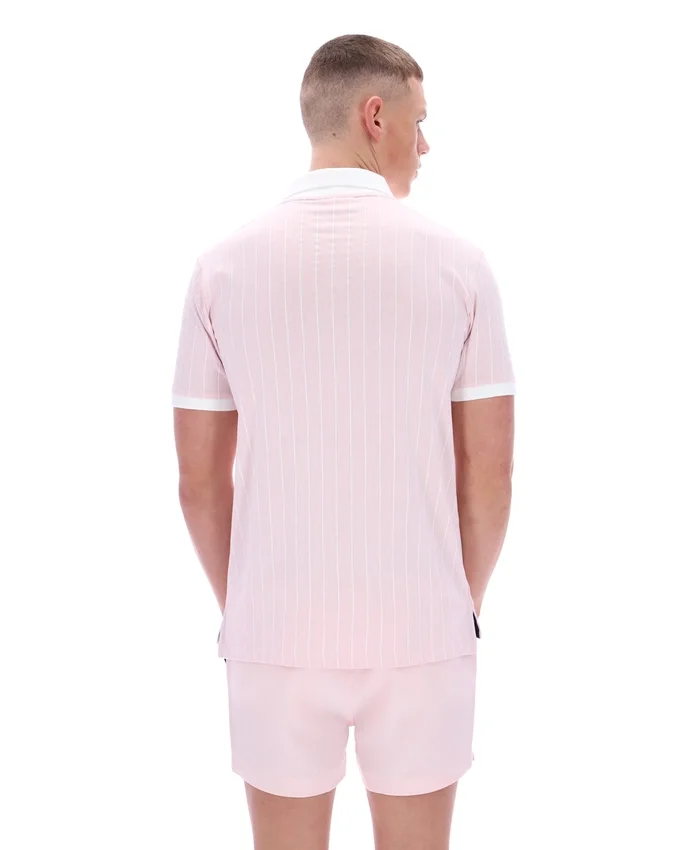 Pale Pink BB1 Classic Vintage Striped Polo