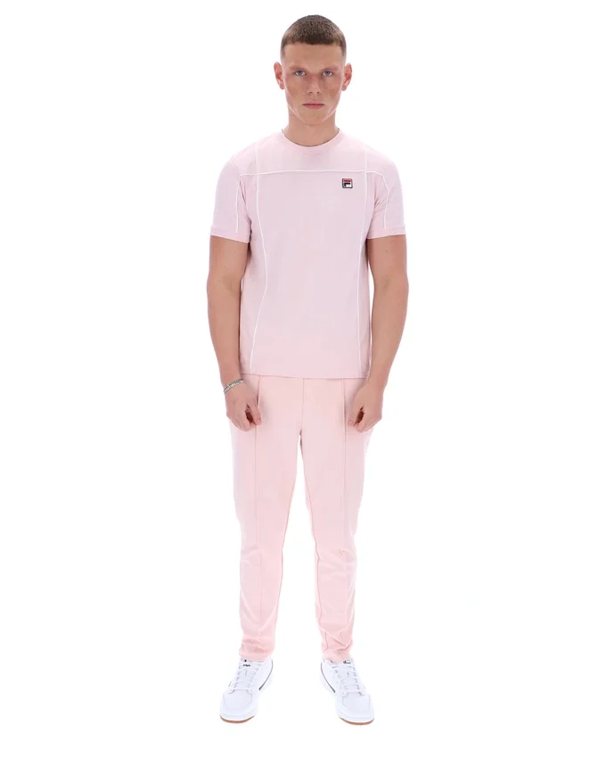 Pale Pink Terri T-Shirt with Contrast Piping