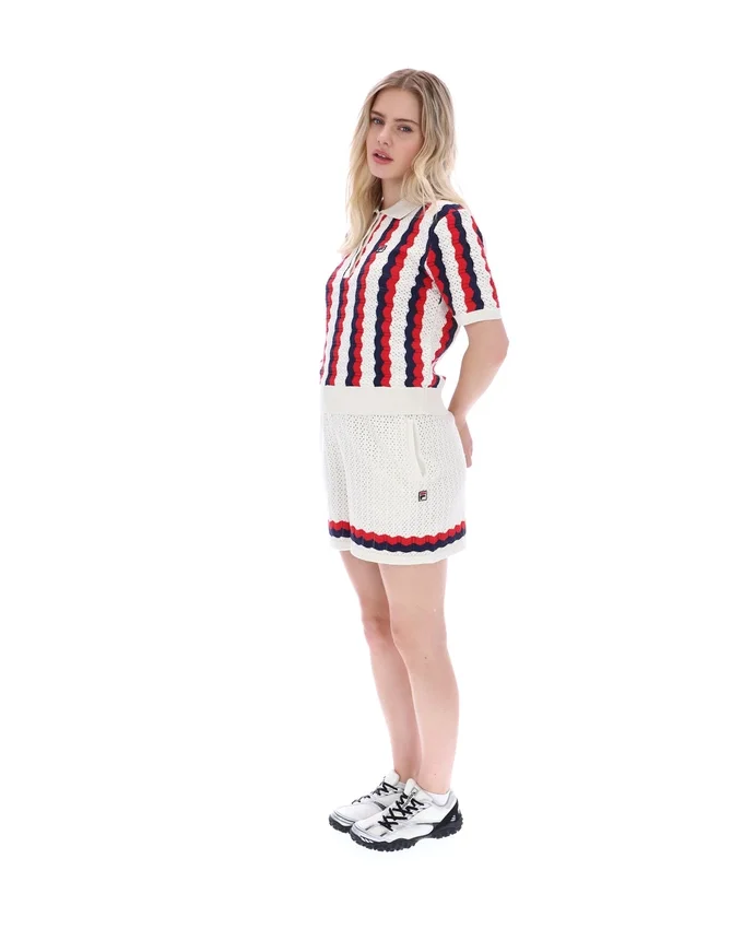 Porto Knitted Crochet Stripe Polo