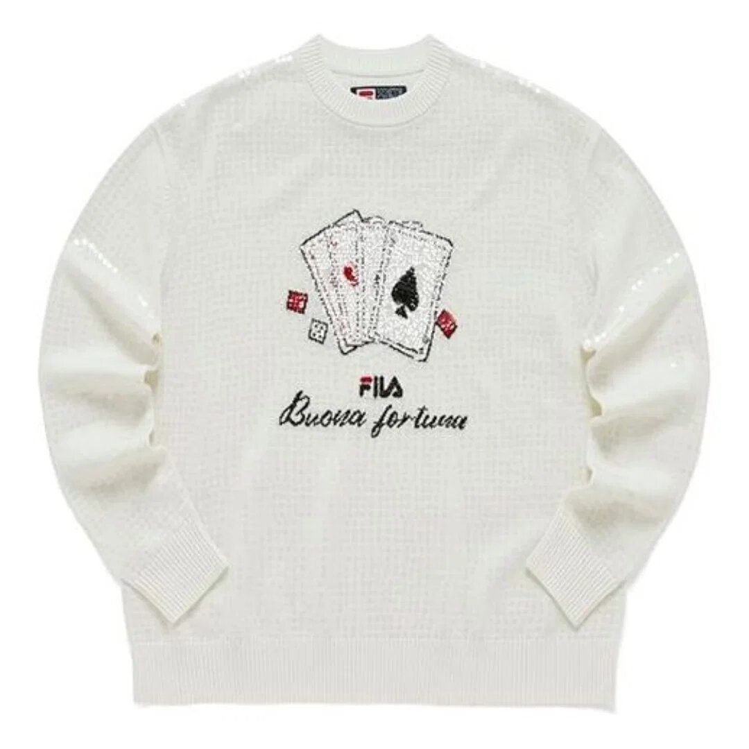 Sport Graphic Sweater "White Black"