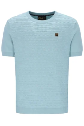 Sterling Blue Don Textured Knitted T-Shirt