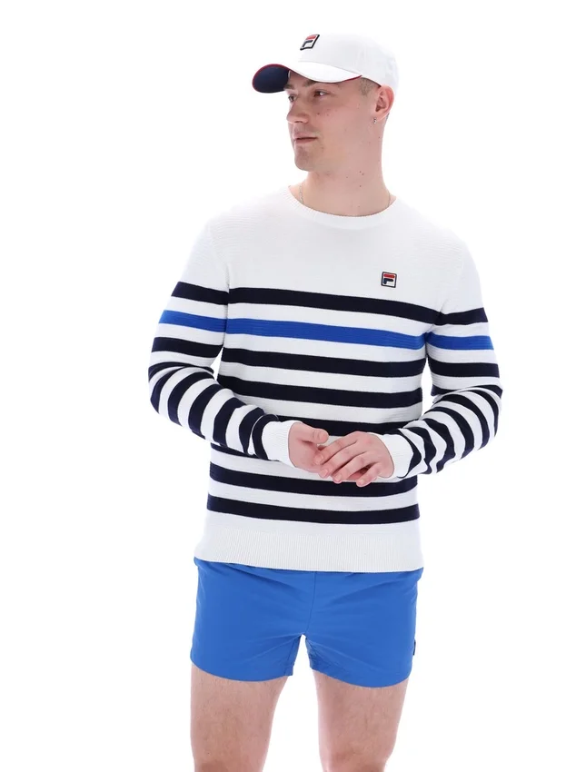 Striped Rakulan Crochet Knitted Sweatshirt