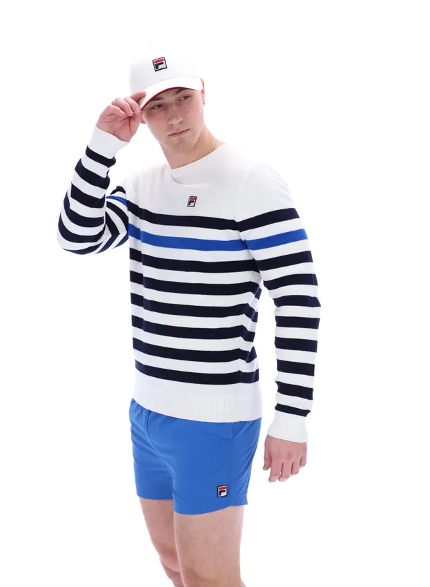 Striped Rakulan Crochet Knitted Sweatshirt