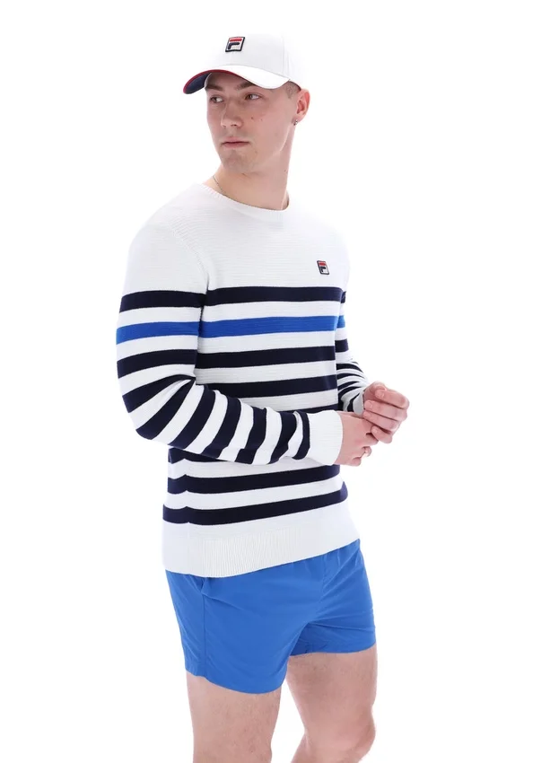 Striped Rakulan Crochet Knitted Sweatshirt
