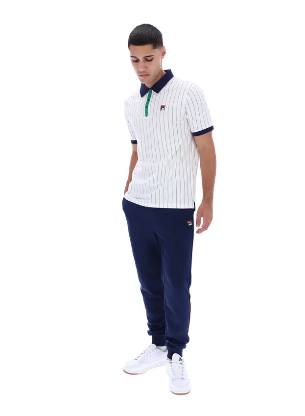 White BB1 Classic Vintage Striped Polo