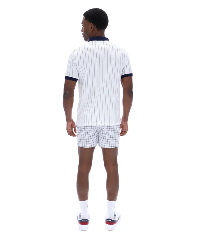 White BB1 Classic Vintage Striped Polo