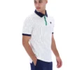 White BB1 Classic Vintage Striped Polo