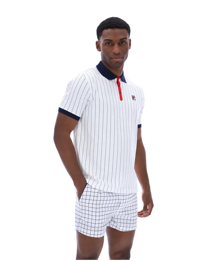 White BB1 Classic Vintage Striped Polo