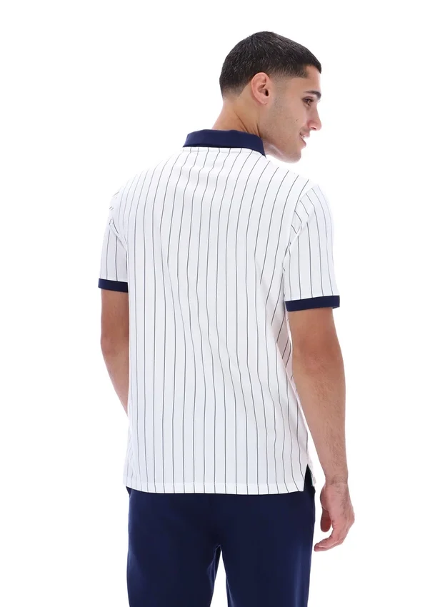 White BB1 Classic Vintage Striped Polo