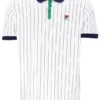 White BB1 Classic Vintage Striped Polo