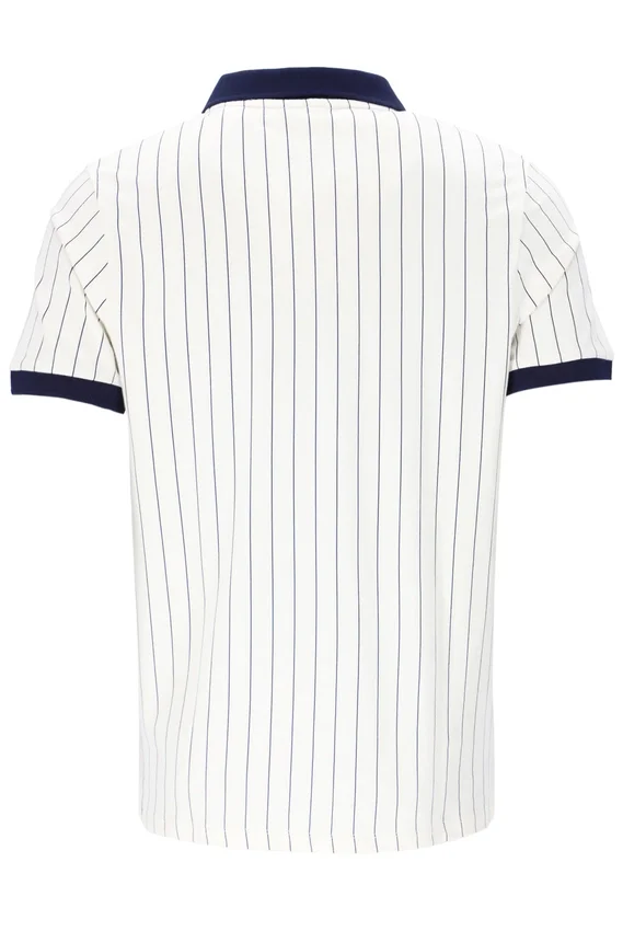 White BB1 Classic Vintage Striped Polo