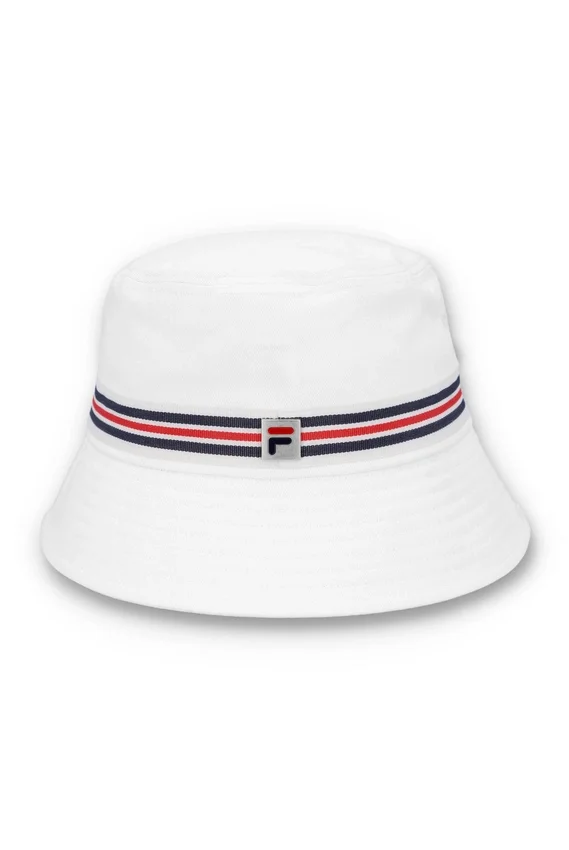 White Heritage Stripe Bucket Hat